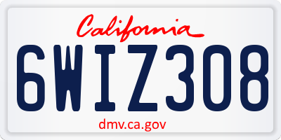 CA license plate 6WIZ308