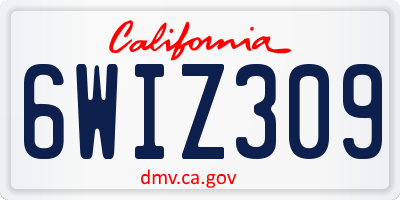 CA license plate 6WIZ309