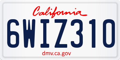 CA license plate 6WIZ310