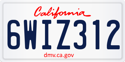 CA license plate 6WIZ312