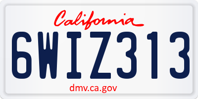 CA license plate 6WIZ313