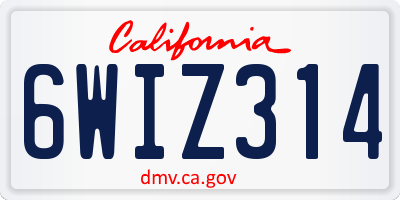 CA license plate 6WIZ314