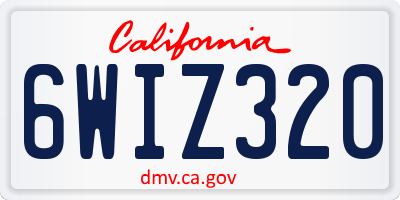 CA license plate 6WIZ320