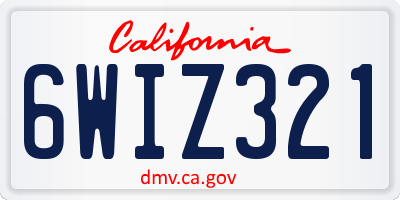 CA license plate 6WIZ321