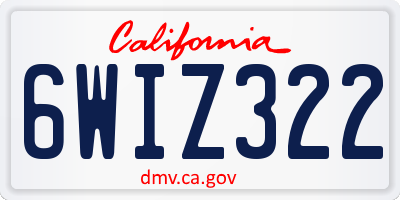 CA license plate 6WIZ322