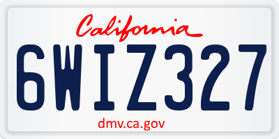 CA license plate 6WIZ327