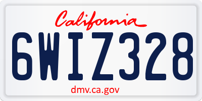 CA license plate 6WIZ328