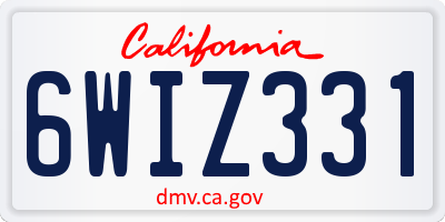 CA license plate 6WIZ331