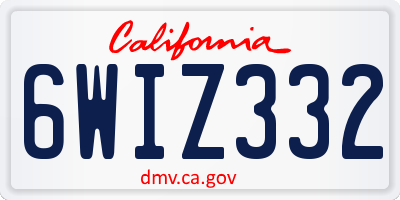 CA license plate 6WIZ332
