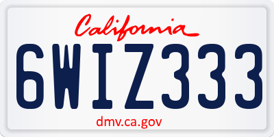 CA license plate 6WIZ333