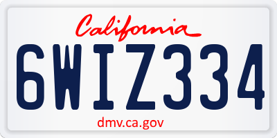 CA license plate 6WIZ334