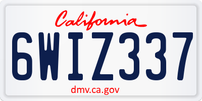 CA license plate 6WIZ337