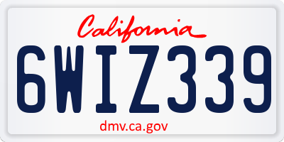 CA license plate 6WIZ339