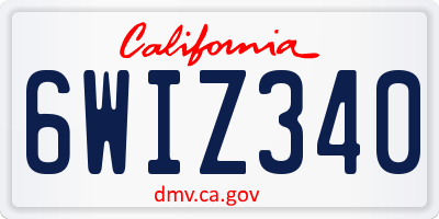 CA license plate 6WIZ340