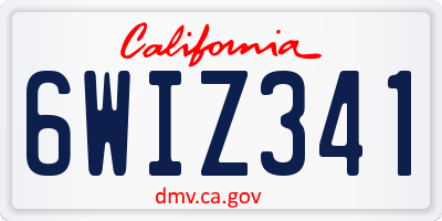 CA license plate 6WIZ341