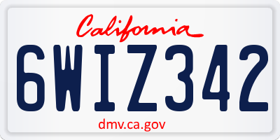 CA license plate 6WIZ342