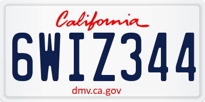 CA license plate 6WIZ344