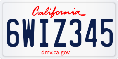 CA license plate 6WIZ345