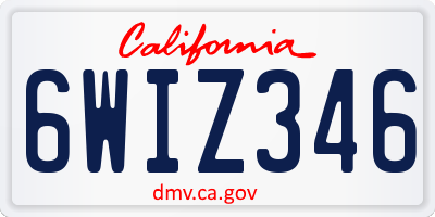 CA license plate 6WIZ346