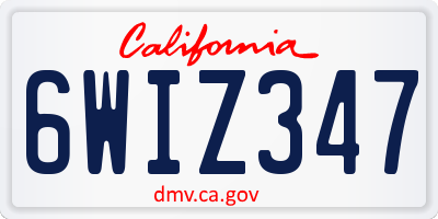 CA license plate 6WIZ347