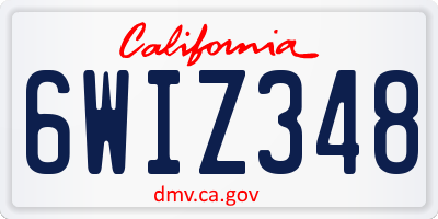 CA license plate 6WIZ348