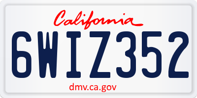 CA license plate 6WIZ352