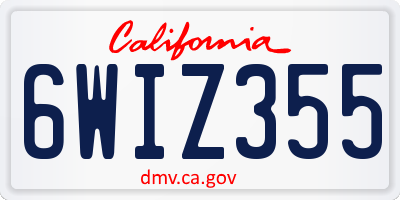 CA license plate 6WIZ355