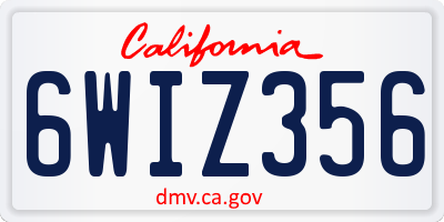 CA license plate 6WIZ356