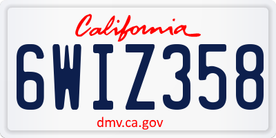 CA license plate 6WIZ358