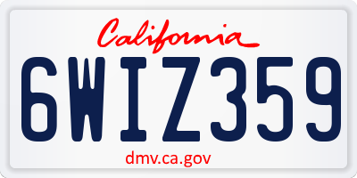 CA license plate 6WIZ359