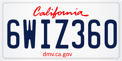 CA license plate 6WIZ360