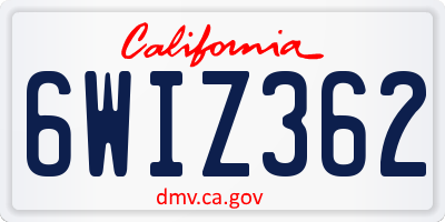 CA license plate 6WIZ362