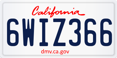 CA license plate 6WIZ366