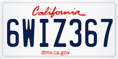 CA license plate 6WIZ367