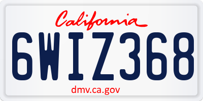 CA license plate 6WIZ368
