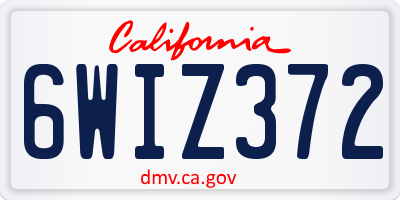 CA license plate 6WIZ372