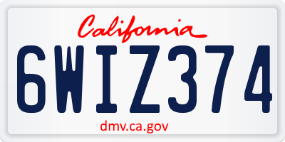 CA license plate 6WIZ374