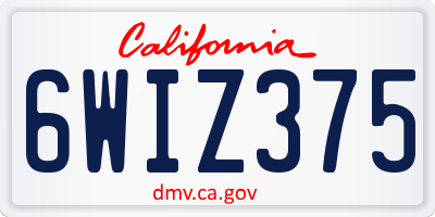 CA license plate 6WIZ375