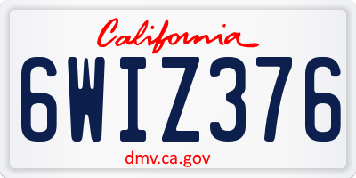 CA license plate 6WIZ376
