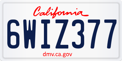 CA license plate 6WIZ377