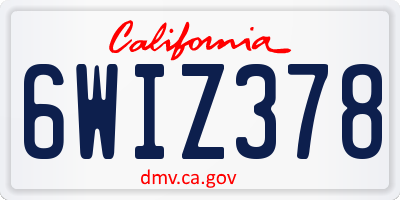 CA license plate 6WIZ378