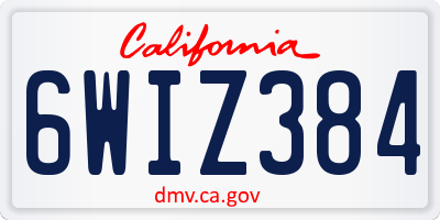 CA license plate 6WIZ384