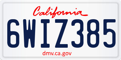 CA license plate 6WIZ385