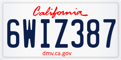 CA license plate 6WIZ387