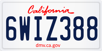 CA license plate 6WIZ388