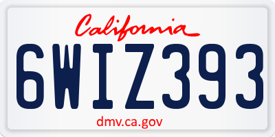 CA license plate 6WIZ393