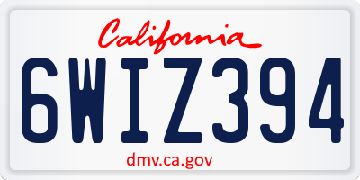 CA license plate 6WIZ394