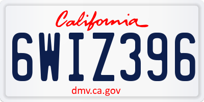 CA license plate 6WIZ396