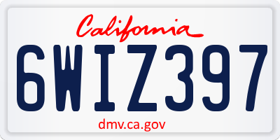 CA license plate 6WIZ397