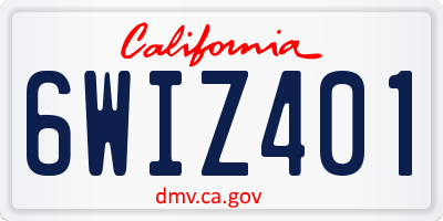 CA license plate 6WIZ401
